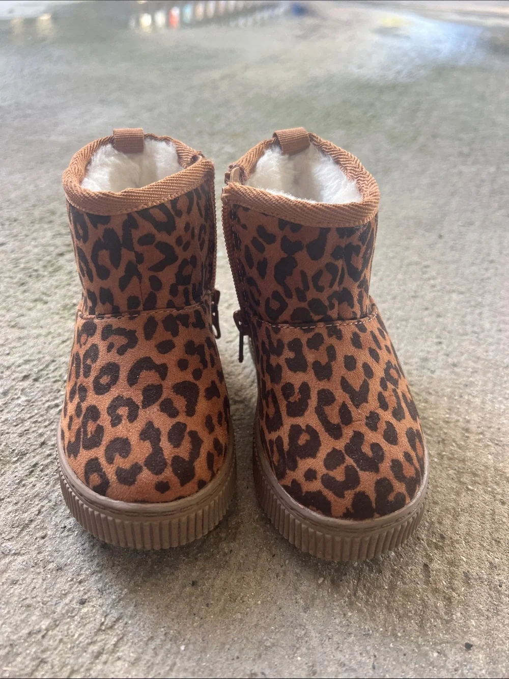 Cat & Jack Leopard Print Faux Fur Lined Toddler Boots - Brown